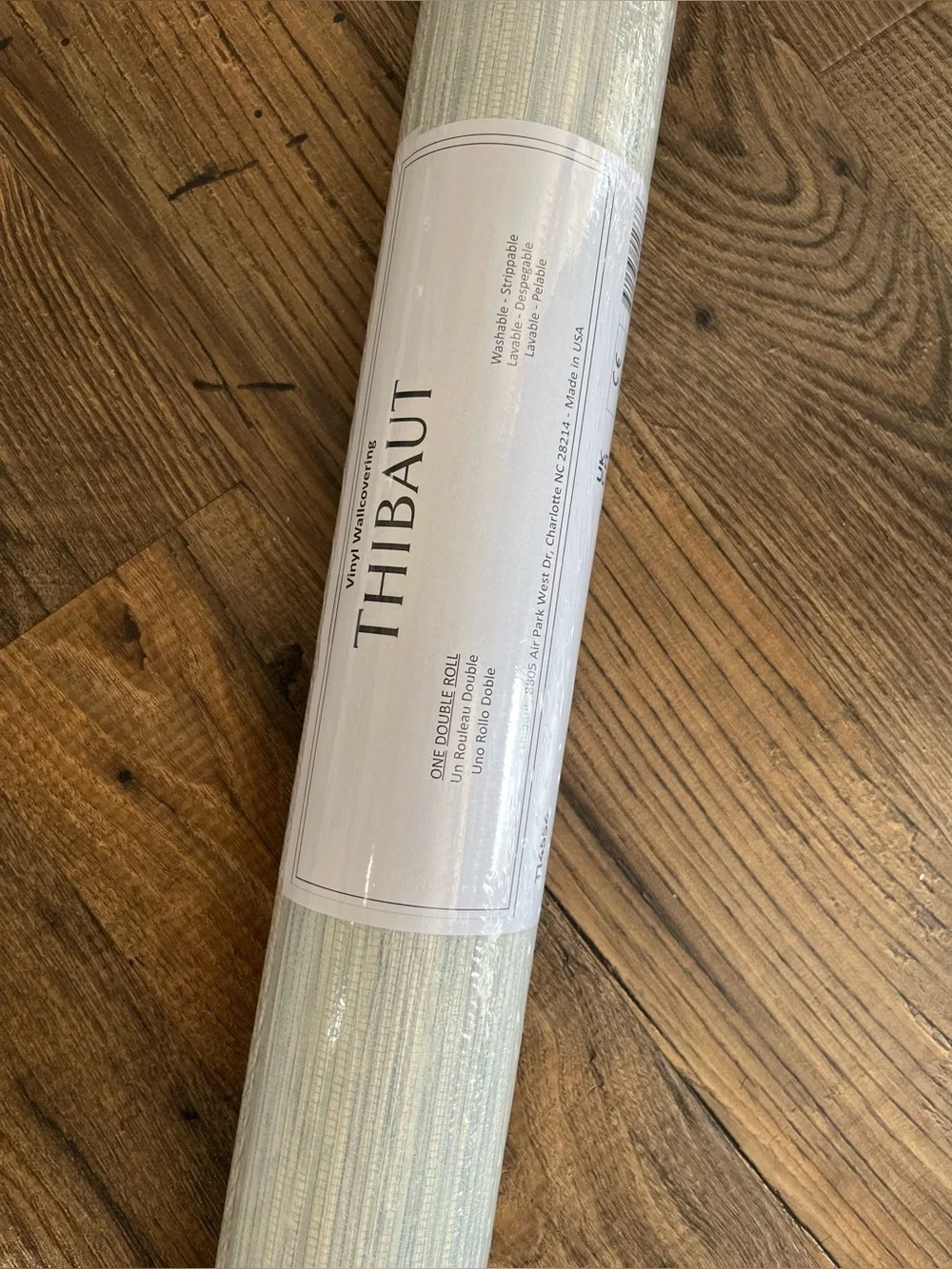 NWT THIBAUT Faux Grasscloth Vinyl Wallpaper T14554 Normandy Spa Blue 1 Dbl Roll